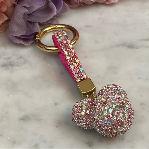Chic Multicolor Pink Crystal & Leather Mickey Mouse Keychain - Picture 8 of 14